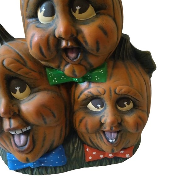 Ceramic Jack-O-Lantern Pumpkin People Smiling With Bow Ties Vintage Hall… - Picture 4 of 9